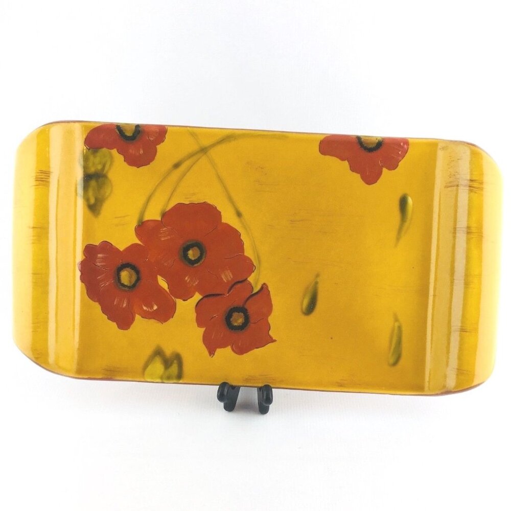 Ambiance FLEUR ROUGE Nanette Vacher Red Poppies Handle 16.5" Cheese Board Tray
